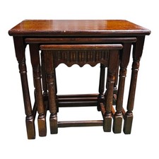 Vintage Priory Oak Nest Of 3 Three Tables.