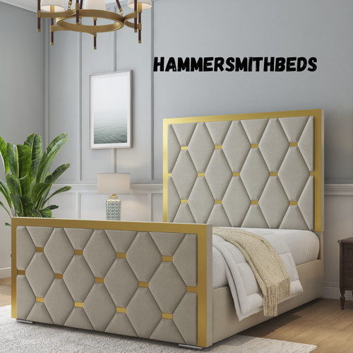 Golden plated bed frame - golden,