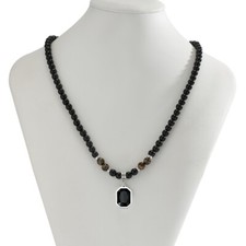 45cm Black Bead Square Pendant