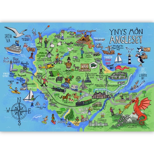 Anglesey map print - a4,