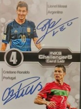 LIONEL MESSI AND CHRISTIAN RONALDO DUAL SIGNED PHOTO PRINT 6 X 4 SALE £3 FPOST