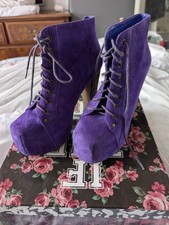 Jeffrey Campbell Lita Purple/Blue Suede Ankle Boots Size 6
