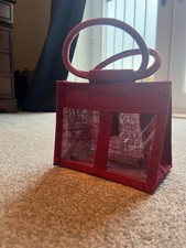 Red 2 window jute gift bag