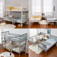 Panana 3ft Single Bunk Bed Wooden Pine Frame with Stair, Can Split into 2 Beds