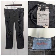 Ermanno Scervino Black Denim Thrash Punk Bejeweled Jeans 44 Italy Riri Zip