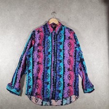 Wrangler Aztec Cowboy Western Long Sleeve Button Down Shirt Men’s XL Navy