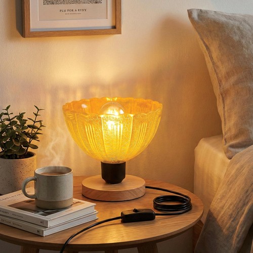 Wooden base table lamp with - wooden,
