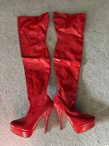 Ladies red over the knee - over, thigh