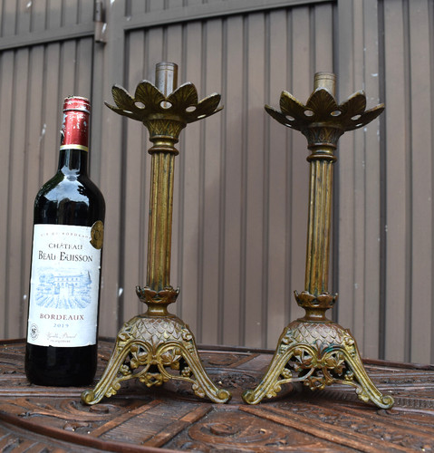 Pair antique bronze church - bronze,