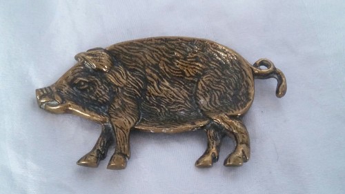 Antique brass pig wild boar - ,