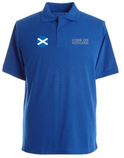 Come on Scotland Embroidered Scottish Premium 210g Football Unisex Polo T-Shirt 