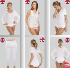 Womens Brushed Cotton Thermal Underwear Soft Vest Ladies Tops Pantee Long Johns