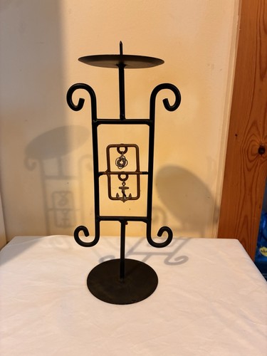 Black metal candle holder - metal,