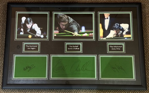 Framed snooker baize signed - framed,