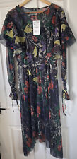 Zara Floral Shiny Print Pleated Midi Dress Bnwt Size M🩶