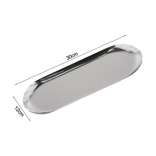 Stainless steel oval tray - steel,