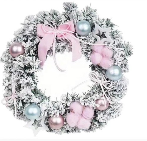 Cute pink bauble door wreath - bauble,