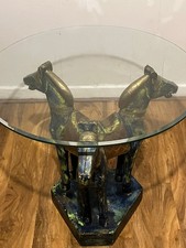 Vintage Horse Sculpture Side Table Brass Hollywood Regency Midcentury Antique