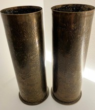 Set Of 2 WW1 Brass Shells War