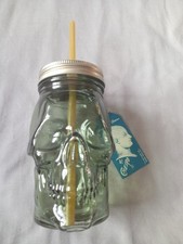 Skull Shaped Mason Glass Jar