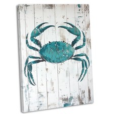 Teal Crab Canvas Wall Art