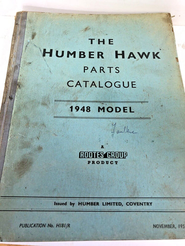 Humber parts catalogue for - humber,