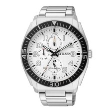CITIZEN 8637 ECO-DRIVE MILITARY PILOT / AVIATOR STYLE WATCH - WHITE DIAL