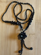 Vintage Art Deco French Jet Knot Flapper Necklace 70cm