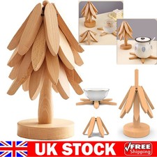 Tree Shape Trivet Set Wooden Trivets for Hot Dishes Foldable Kitchen Wooden Triv