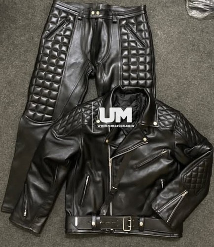 Men black quilted leather - black,