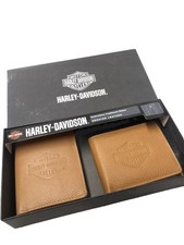 Mens Harley Davidson Brown Leather Wallet Gift Box