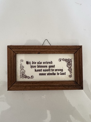 Vintage dutch ceramic proverb - ceramic,