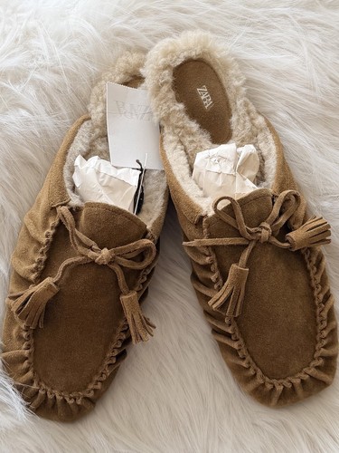 Zara brown beige split - brown, suede
