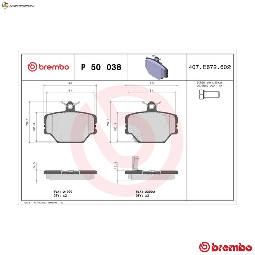 Brake pad set disc - , 50