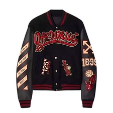 Ac Milan X Off-White Devil Pattern Black Unisex Varsity Jacket- Football club