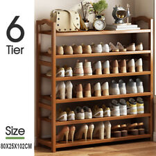 4/5/6 TIERS BAMBOO SHOE RACK FOOTWEAR ORGANISER WOODEN STORAGE SHELVES STAND UK