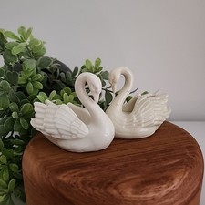 2 Vintage Lenox Swan Figurine Place Card Holder Cake Toppers With Certificates