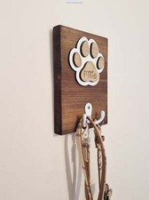 Personalised wooden dog leash hanger,.