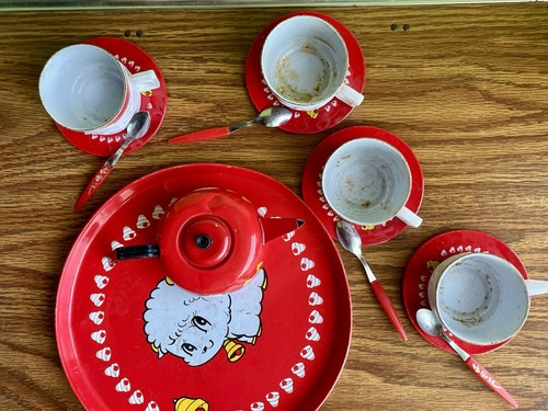 Vintage red tin litho - vintage,