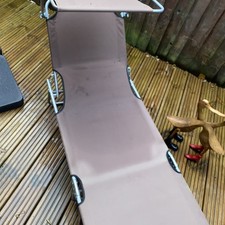 Adjustable Foldable Sun Lounger Back Rest Garden Recliner Chair Sunshade Patio 