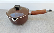 Le Creuset Size 14 Spout Saucepan & Lid Wooden Handle Dark Brown Hazelnut