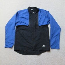 VINTAGE Adidas Track Jacket Mens Small Blue Black Zip Off Trefoil Climashell 00s