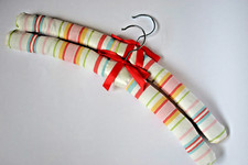 Hand sewn padded coathangers in Laura Ashley 'Seaside Stripe' fabric. Set of 2.
