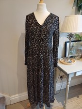 YAS Black Ditsy Floral Print Maxi Long Dress Size M V Neck
