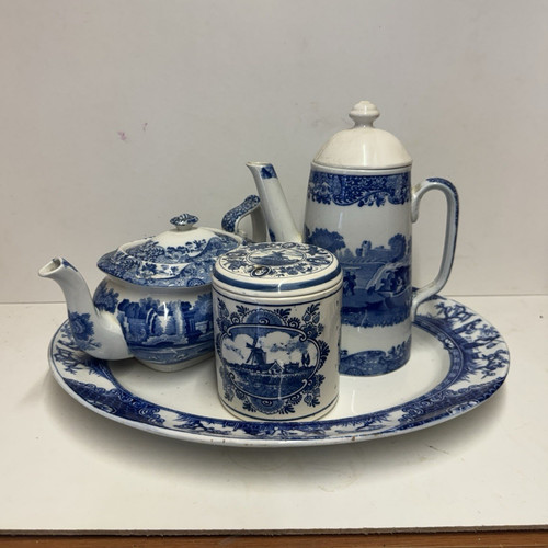 Antique blue white spode - white,