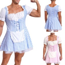 UK Mens Apron Maid Suit Ruffle