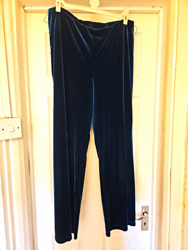 Teal velvet wide leg - teal,