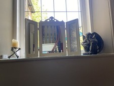 Wooden Trifold Mirror For Dressing Table, Vanity Room. White. Collect Southport