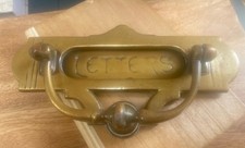 Brass Letterbox Plate Art Nouveau Antique Letter Flap with Knocker