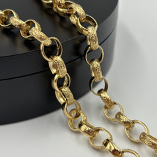 9CT GOLD ON SILVER 24 INCH SOLID BELCHER CHAIN pattern links Hallmarked